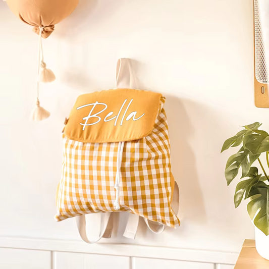 GINGHAM BACKPACK - MUSTARD