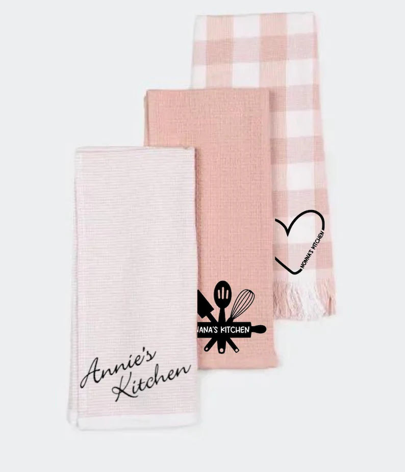 PERSONALISED TEA TOWEL SET - Dusty Pink
