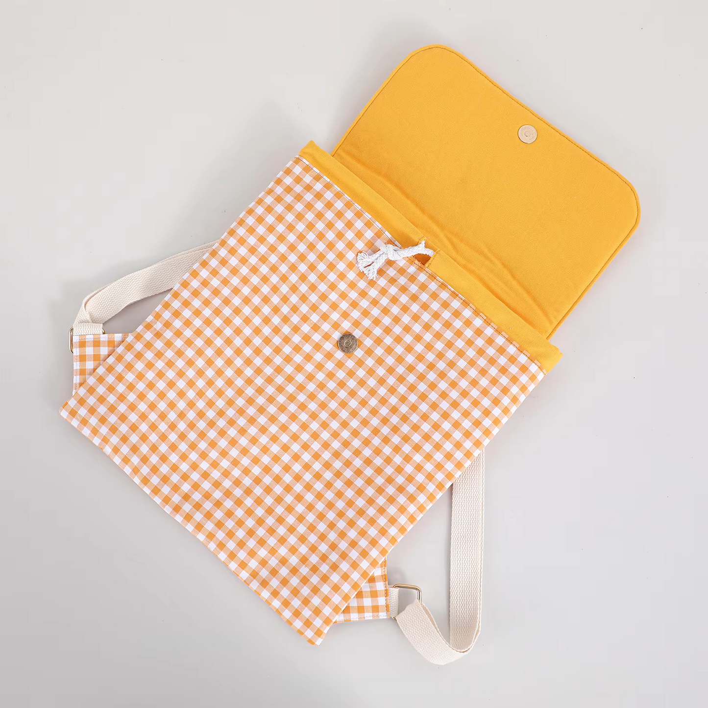 GINGHAM BACKPACK - MUSTARD