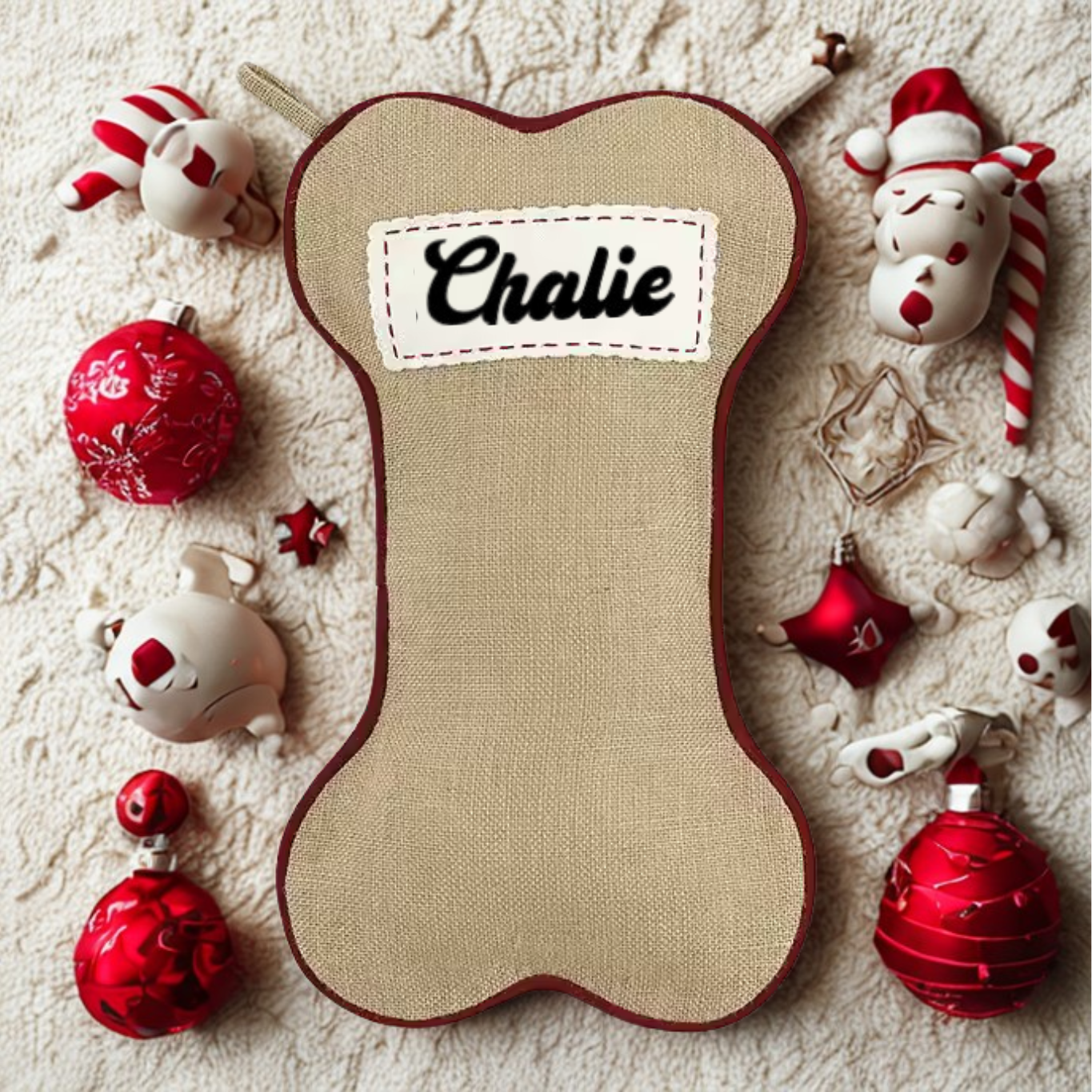 DOG BONE CHRISTMAS STOCKING