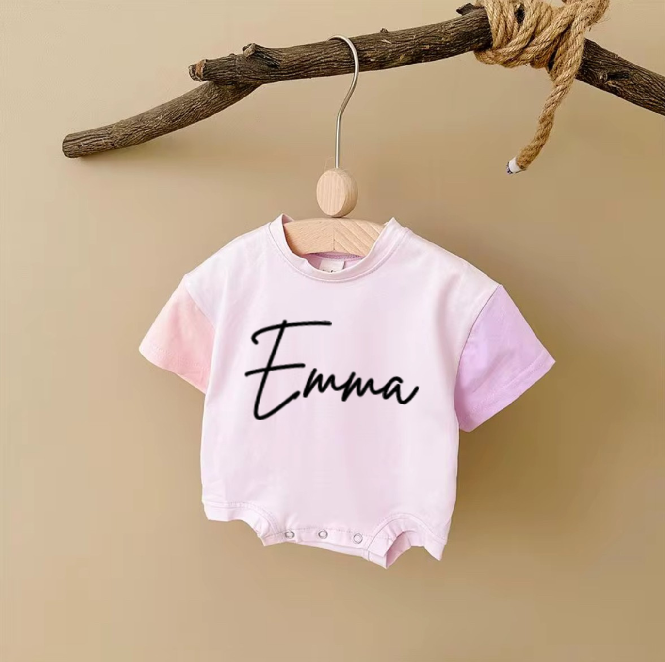 OVERSISED COLOUR BLOCK PERSONALISED ROMPER Pink