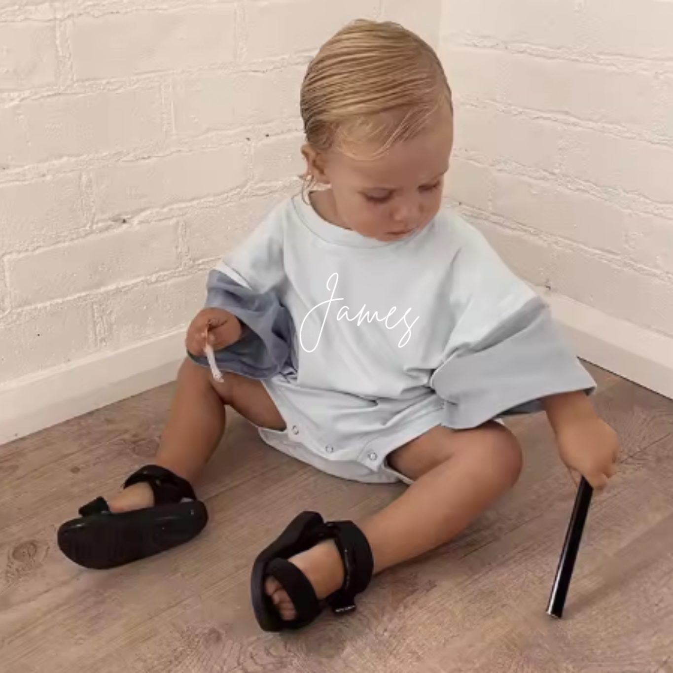 OVERSISED COLOUR BLOCK PERSONALISED ROMPER - Blue