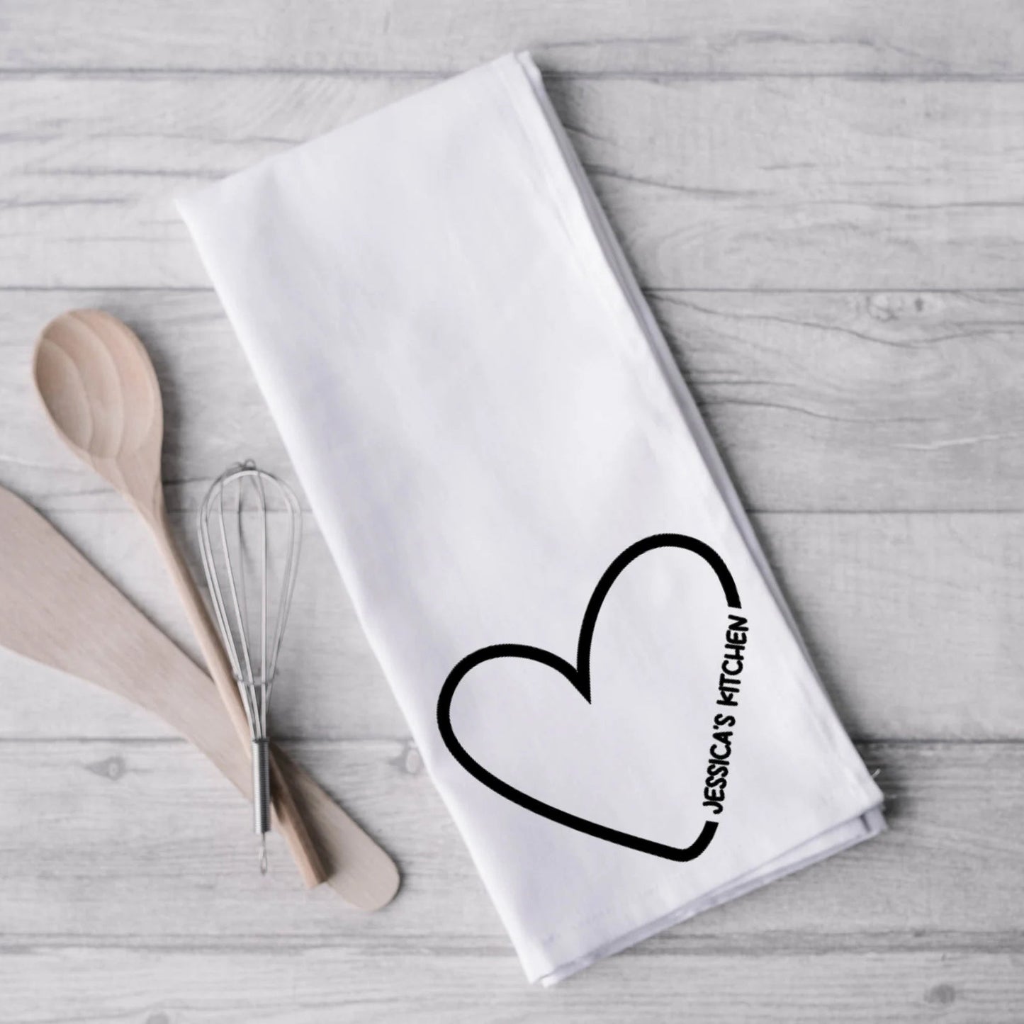 PERSONALISED TEA TOWEL -Heart