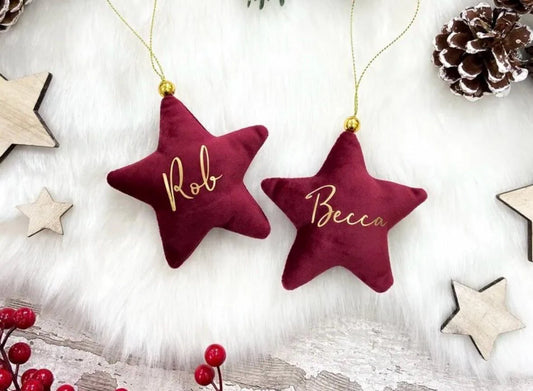 VELVET STAR CHRISTMAS DECORATION - NAME