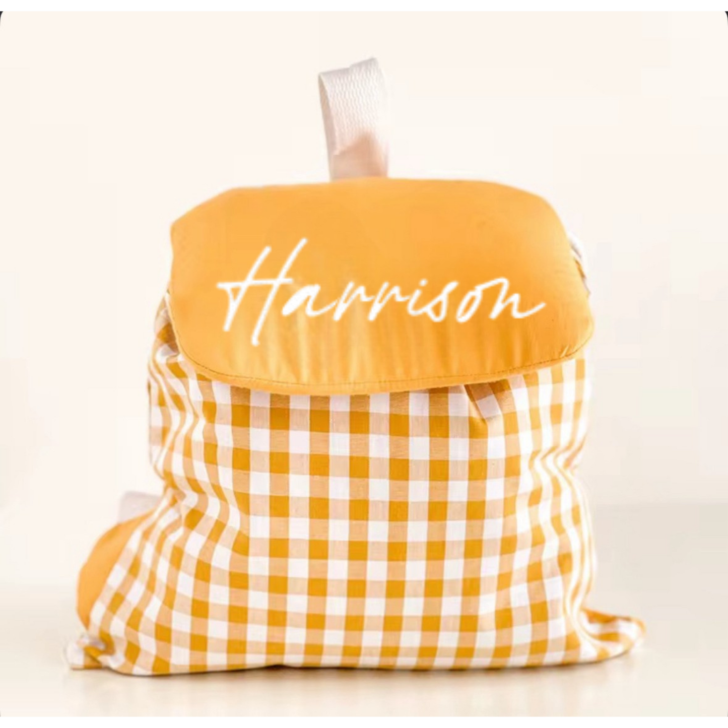 GINGHAM BACKPACK - MUSTARD