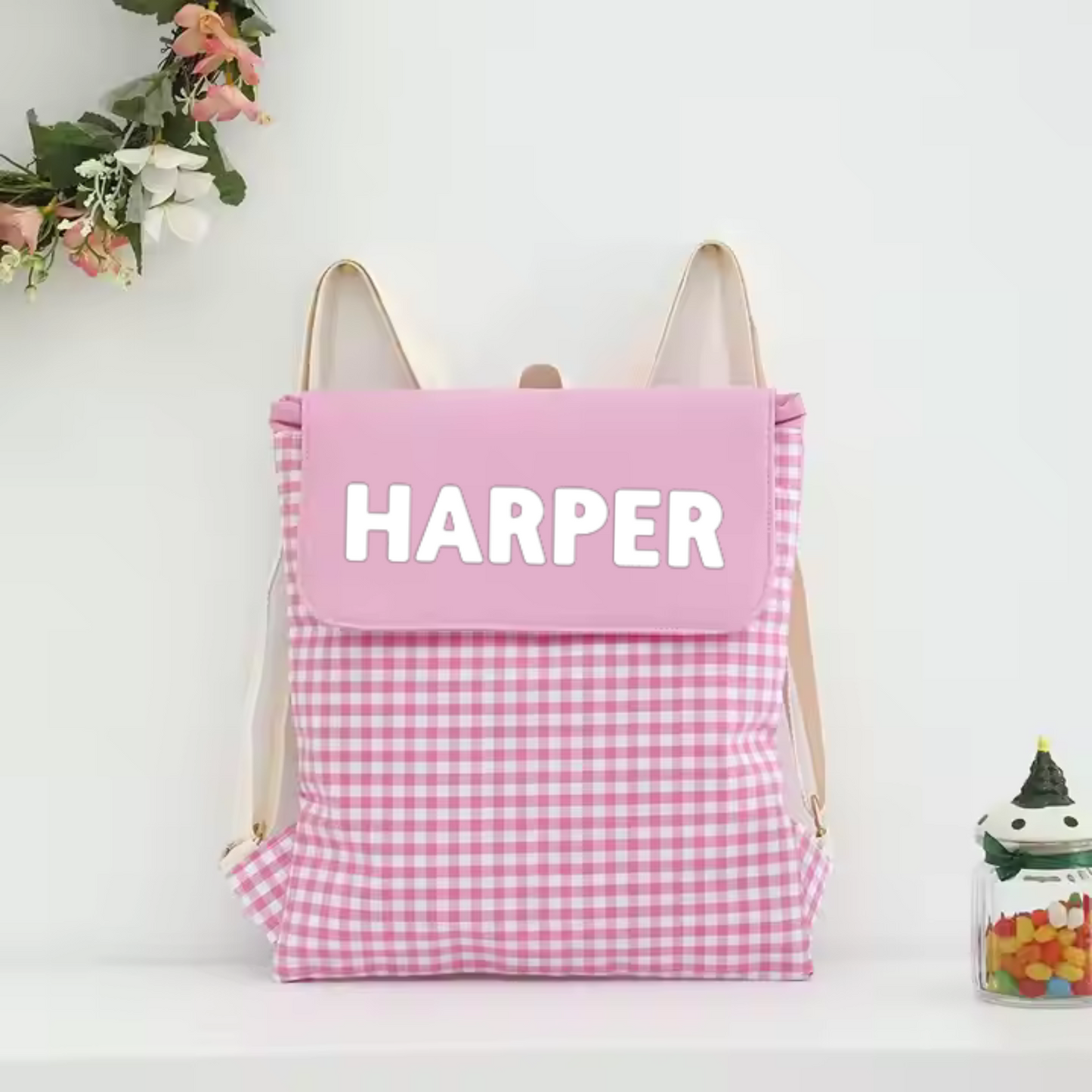 GINGHAM BACKPACK - PINK