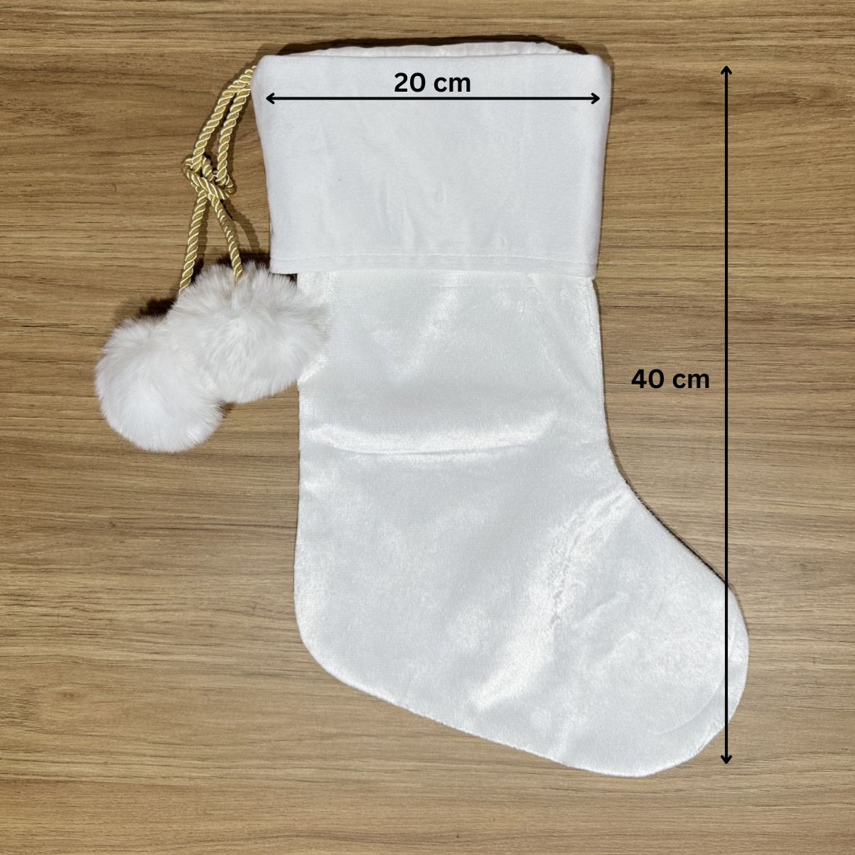 WHITE POM POM STOCKING  - TOP NAME