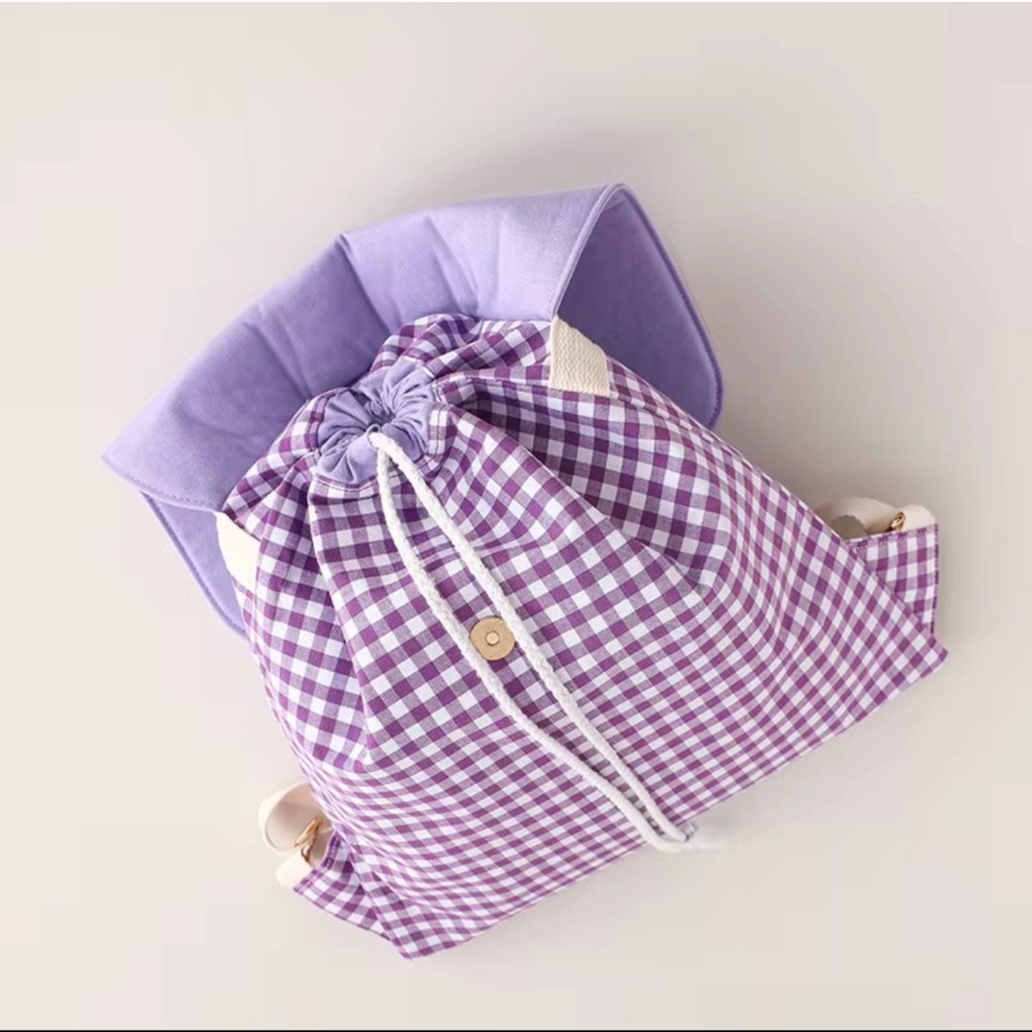 GINGHAM BACKPACK - PURPLE