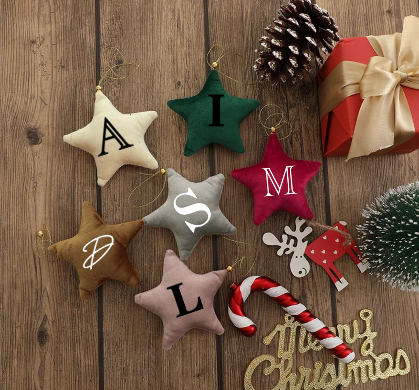 VELVET STARS CHRISTMAS DECORATION - LETTER