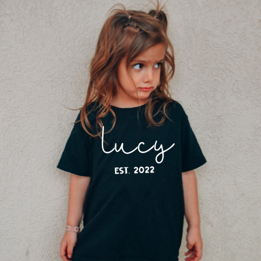 CURSIVE NAME & EST TEE