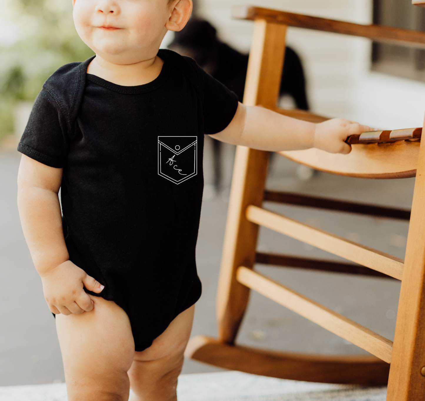 FAUX POCKET NAME BODYSUIT