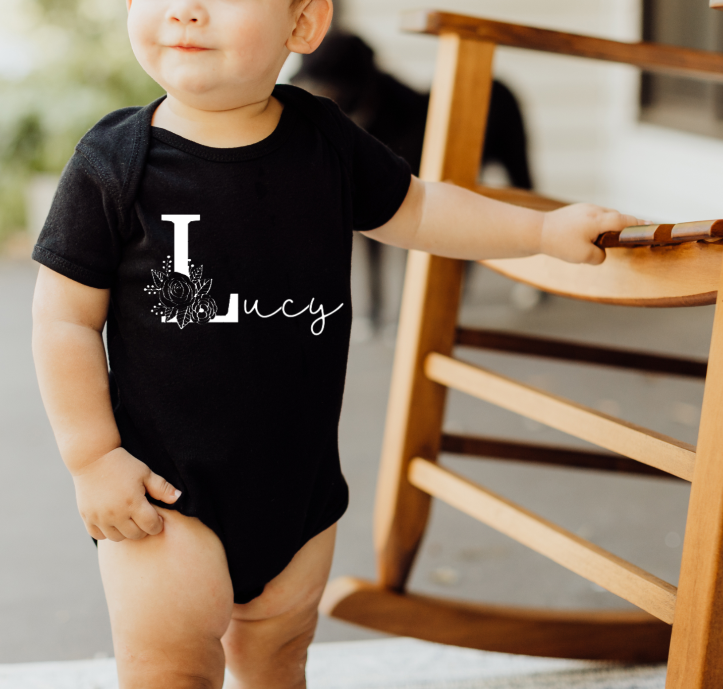 FLORAL INITIAL BODYSUIT