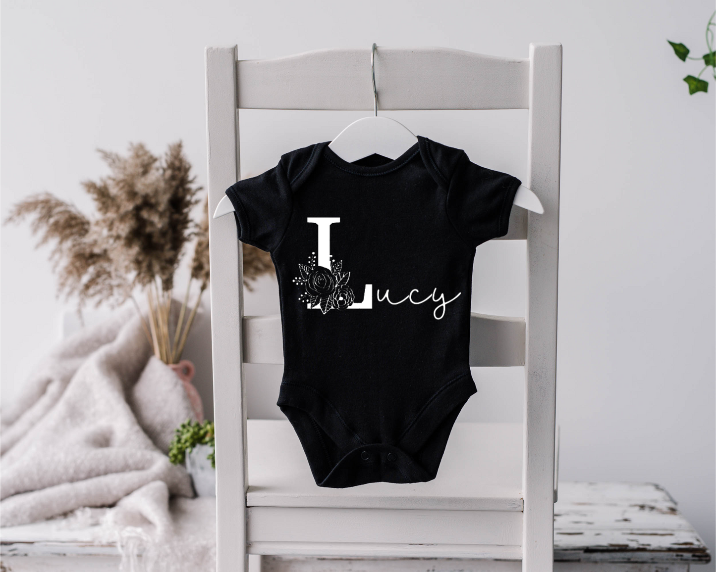 FLORAL INITIAL BODYSUIT