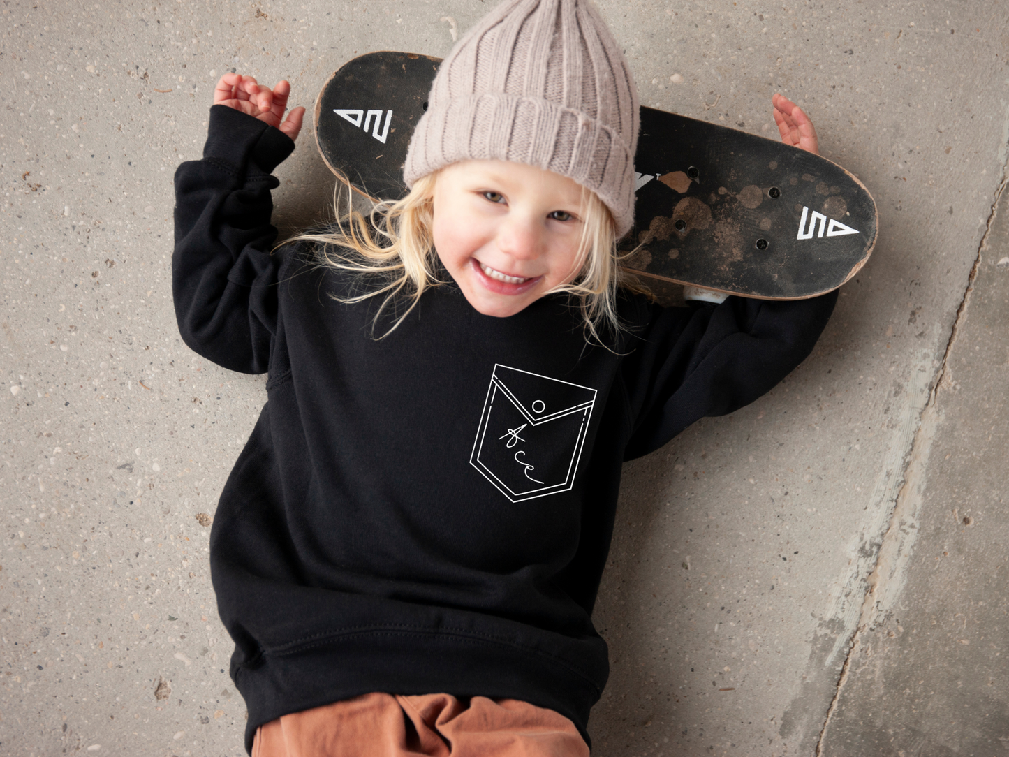 FAUX POCKET NAME SWEATSHIRT