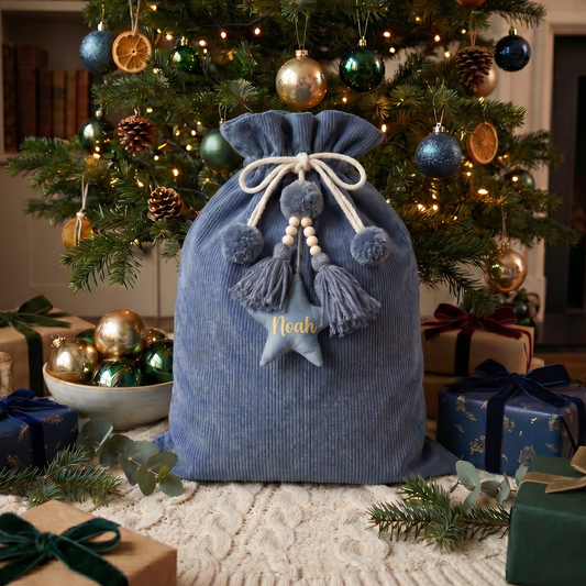 CORDUROY SANTA SACK - Blue