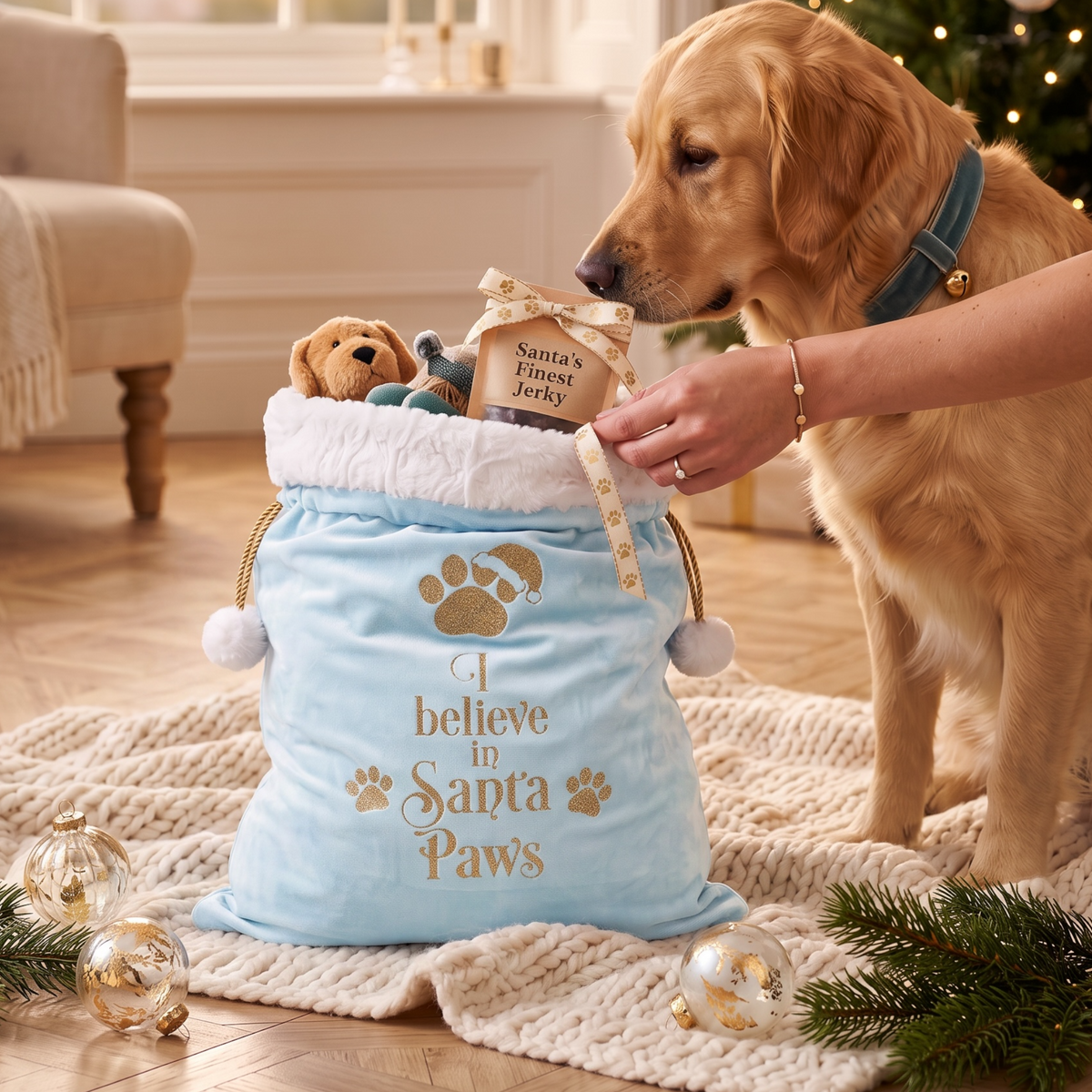 SANTA PAWS VELVET SACK