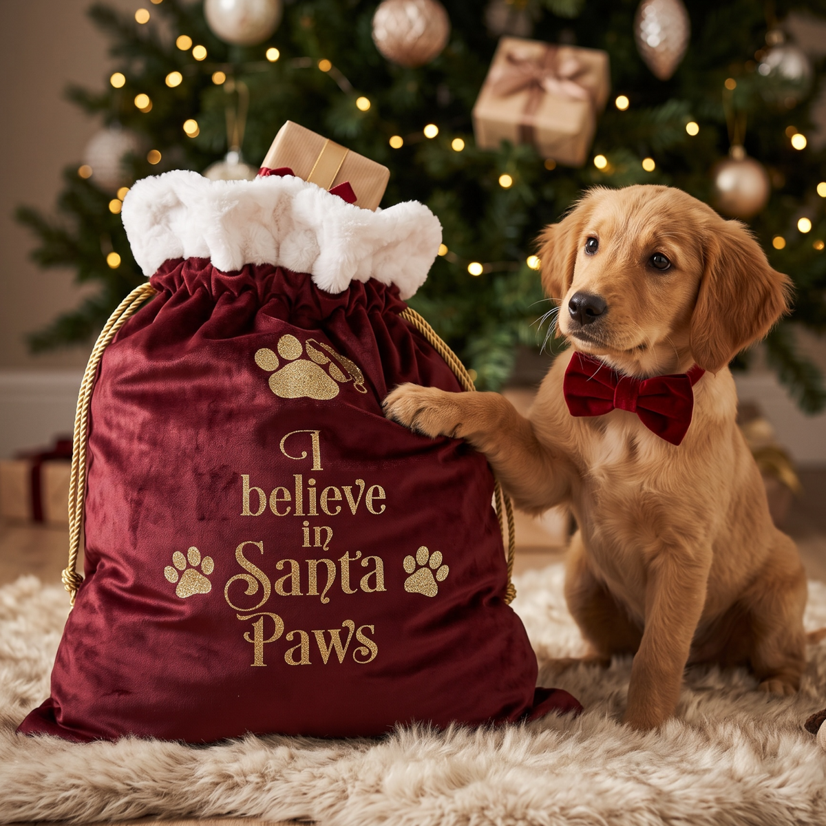 SANTA PAWS VELVET SACK