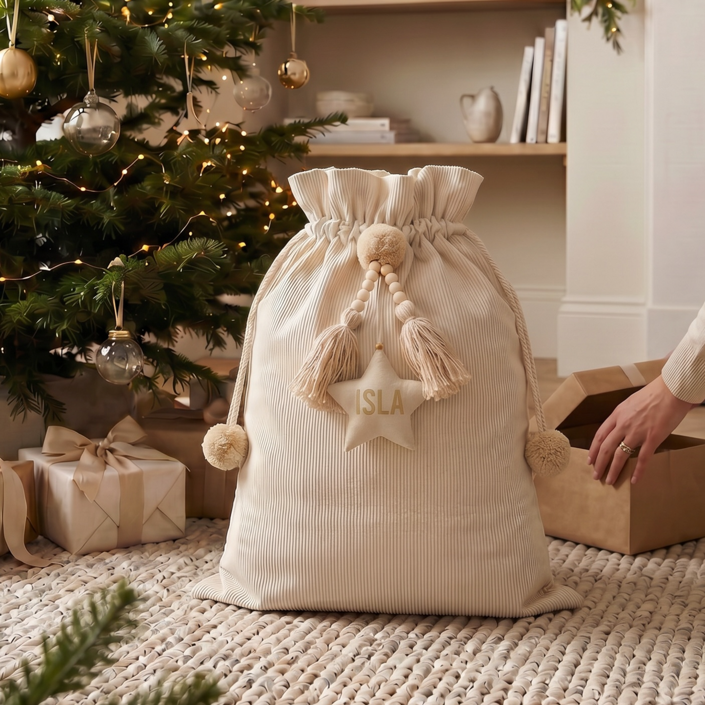 CORDUROY SANTA SACK - Sand