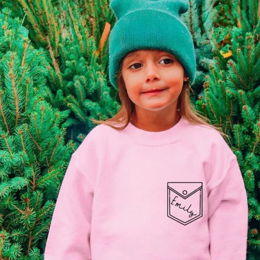 FAUX POCKET NAME SWEATSHIRT