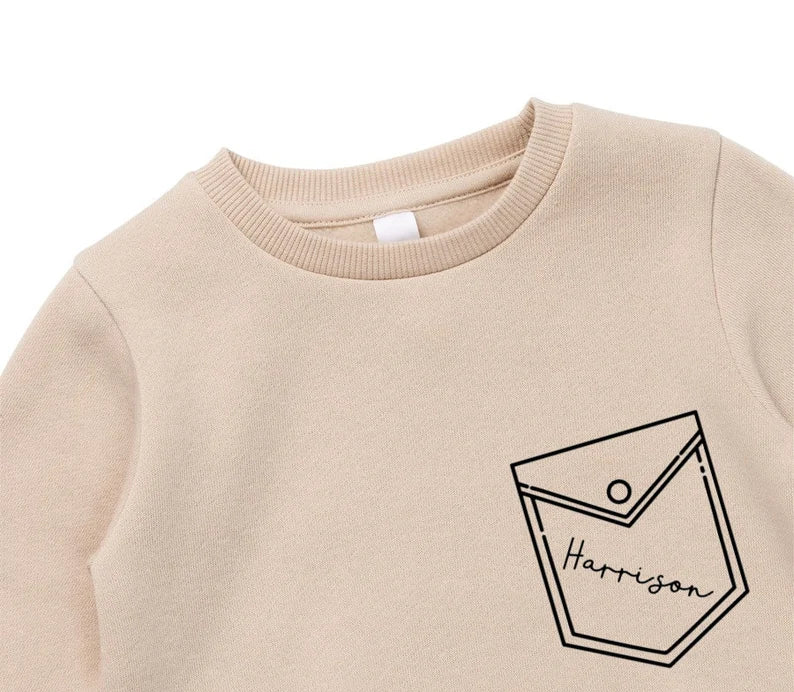FAUX POCKET NAME SWEATSHIRT