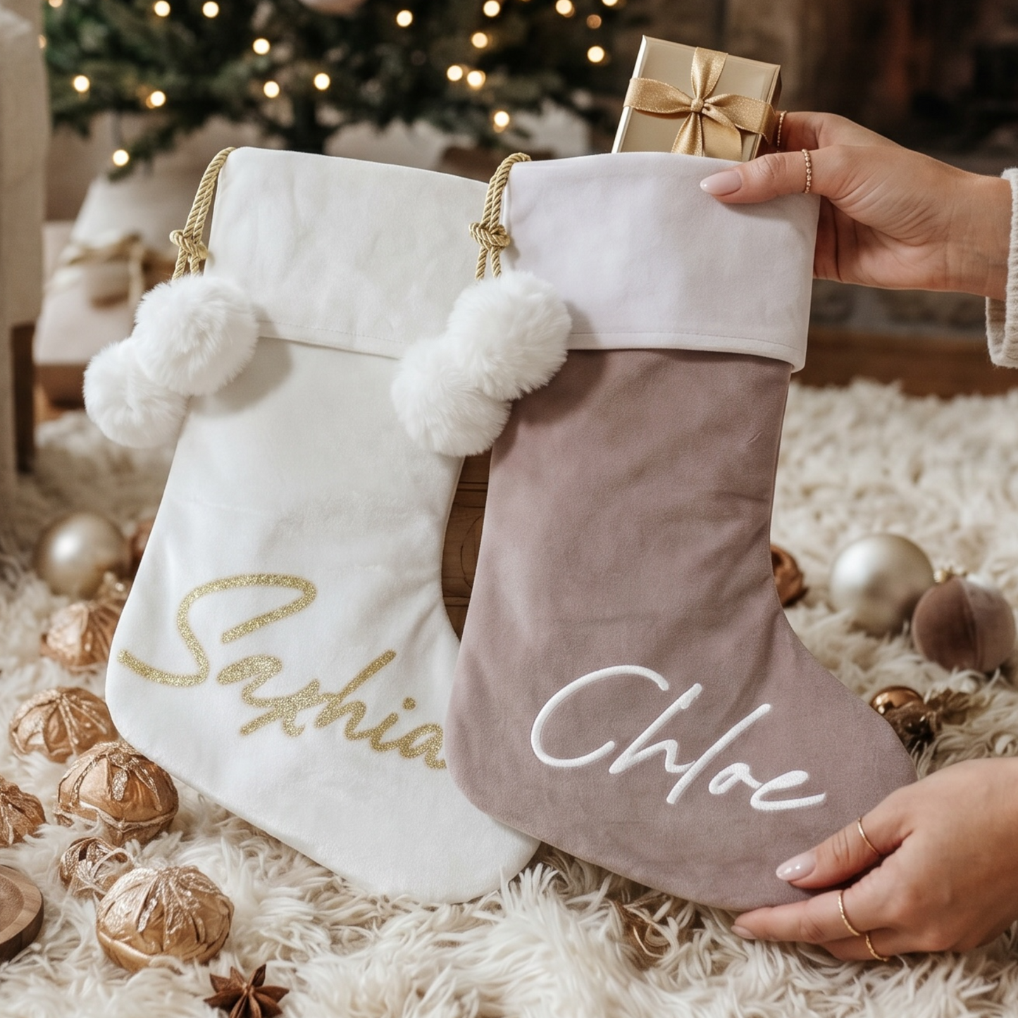 POM POM STOCKING  - LARGE NAME