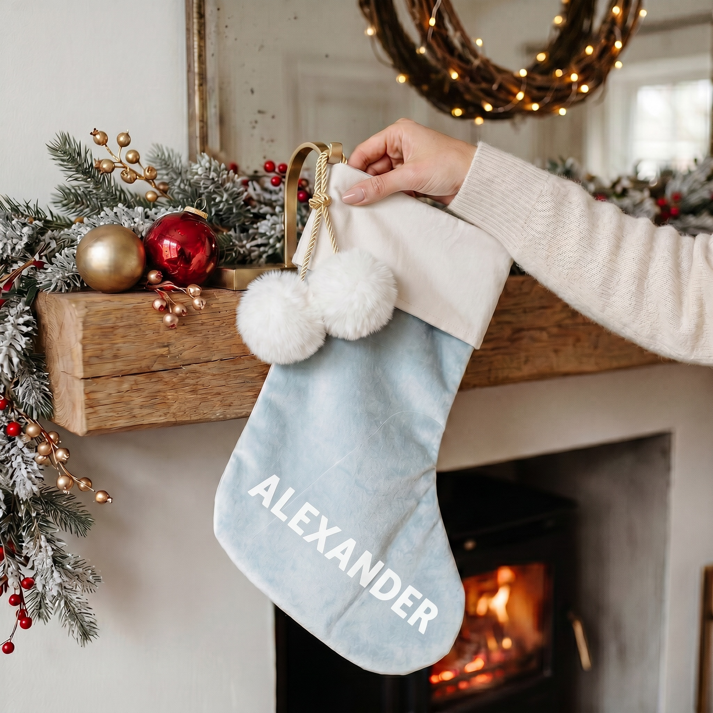 POM POM STOCKING  - LARGE NAME