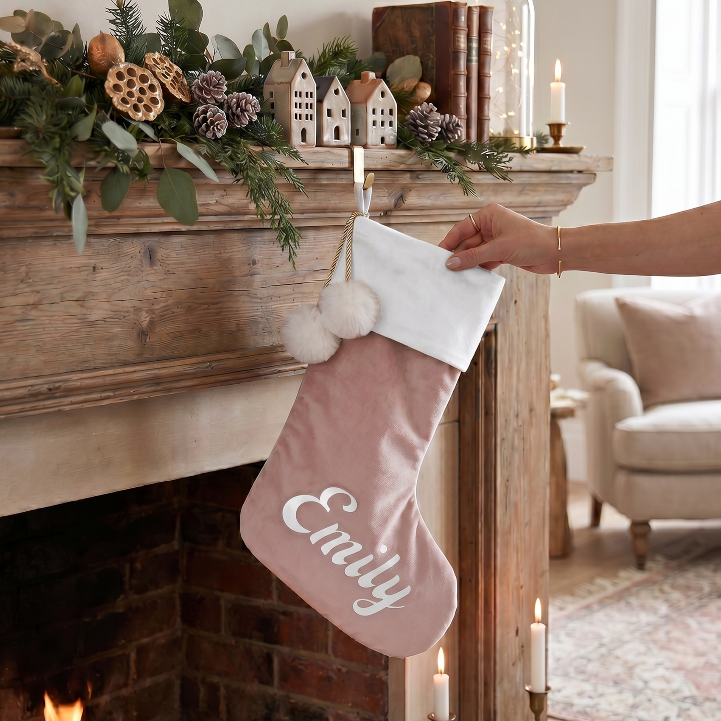 POM POM STOCKING  - LARGE NAME