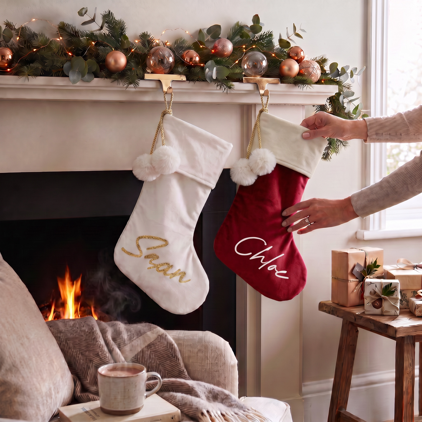 POM POM STOCKING  - LARGE NAME