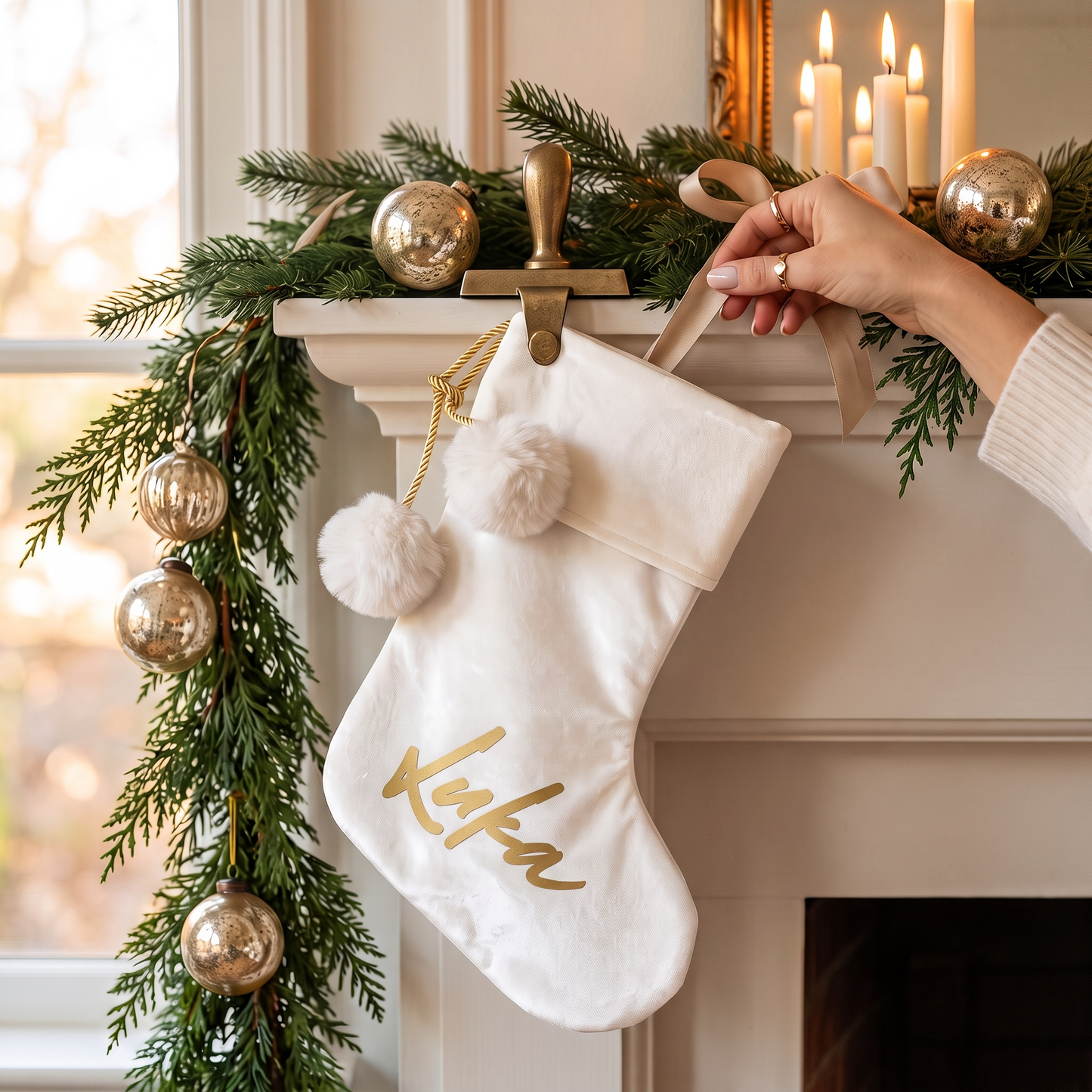 POM POM STOCKING  - LARGE NAME