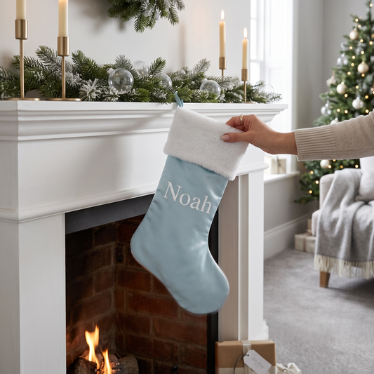 BLUE LUXE SANTA STOCKING