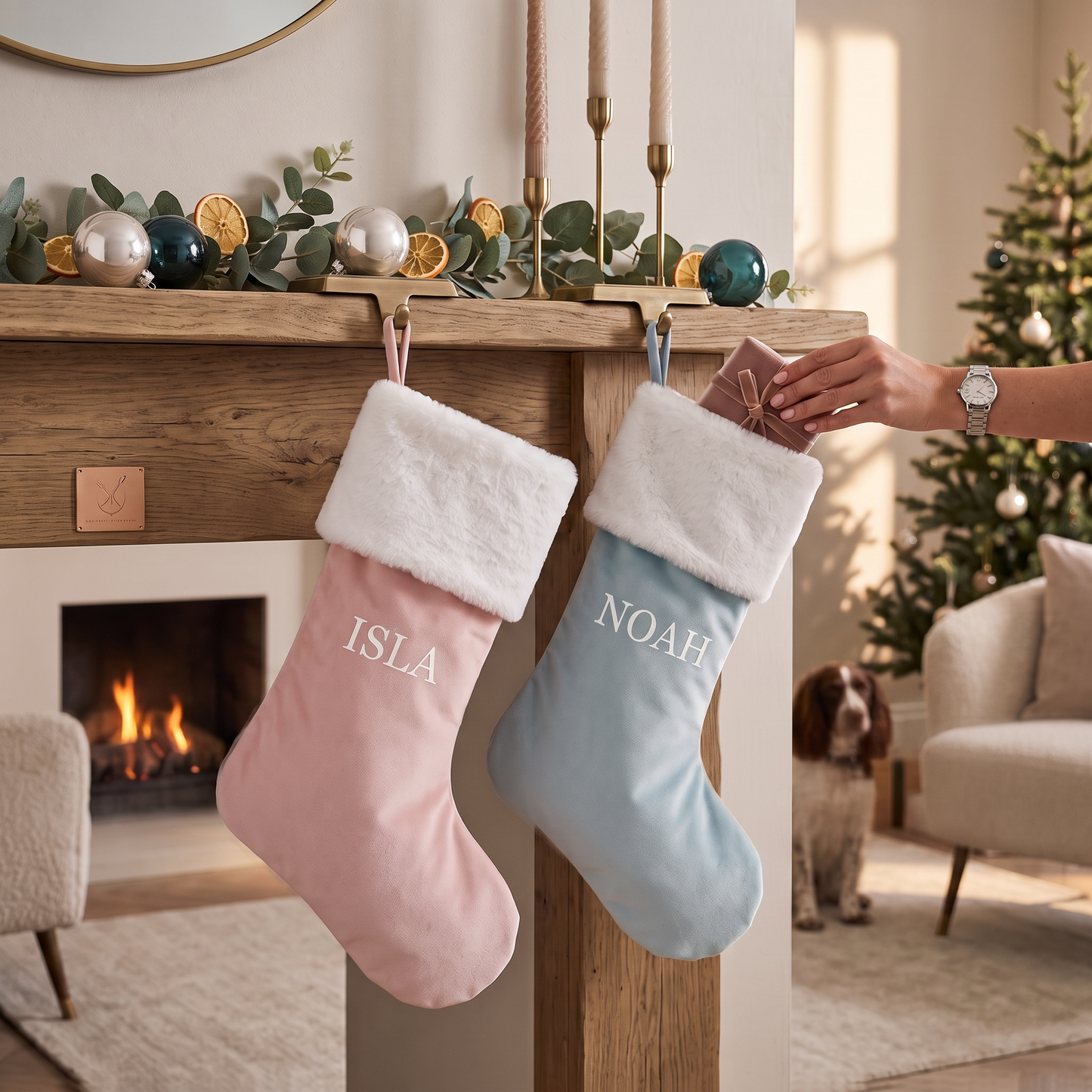 BLUE LUXE SANTA STOCKING