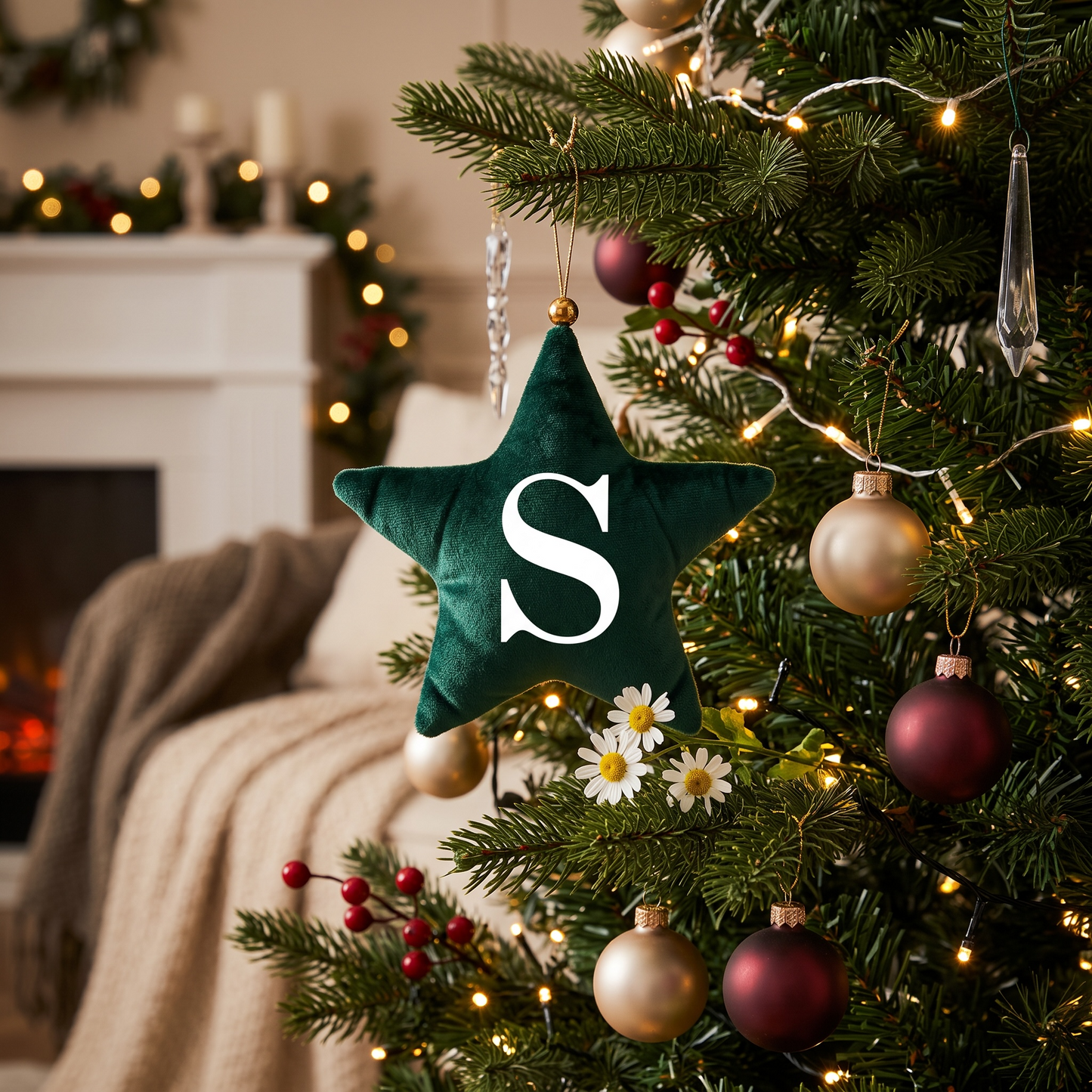 VELVET STARS CHRISTMAS DECORATION - LETTER