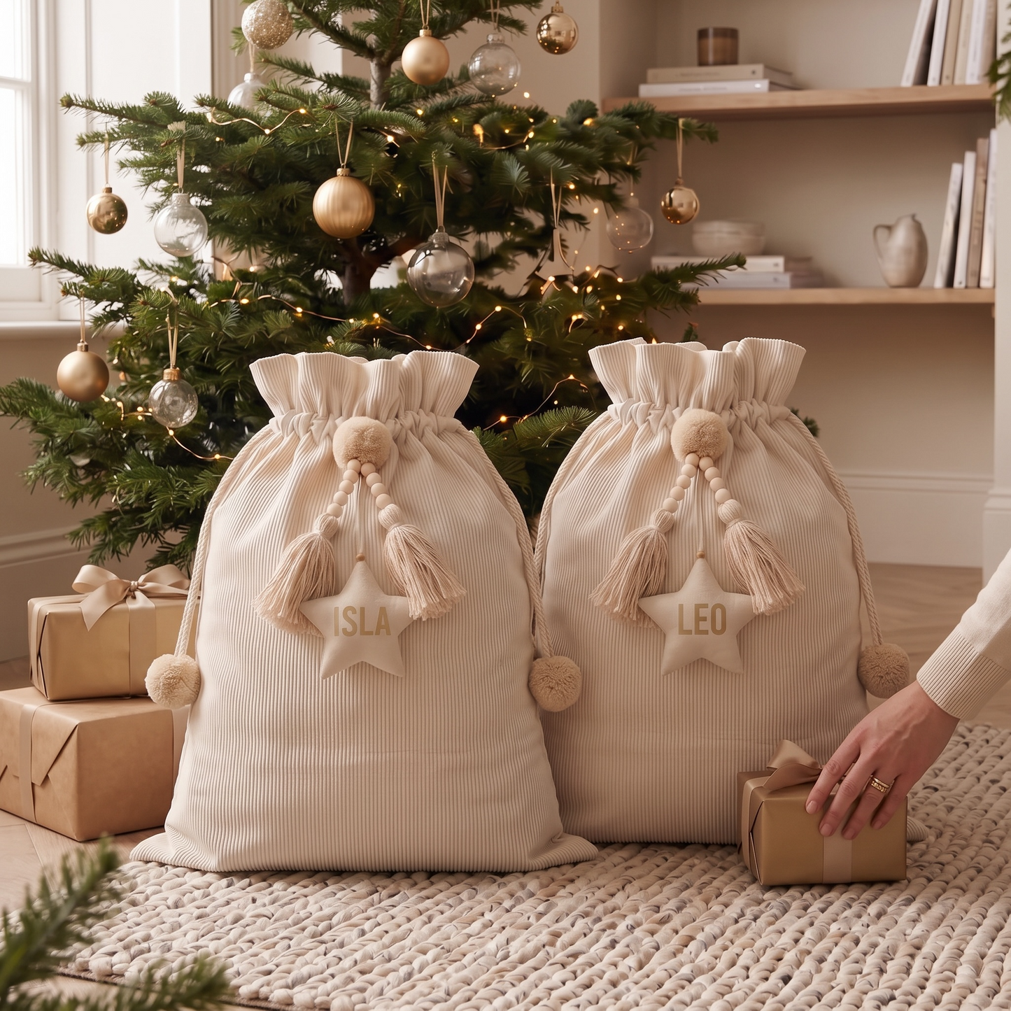 CORDUROY SANTA SACK - Sand