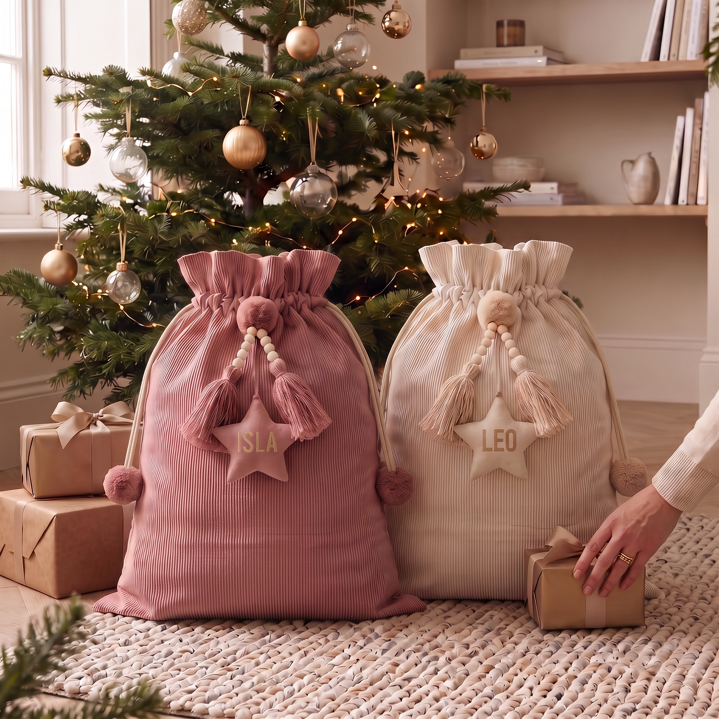 CORDUROY SANTA SACK - Rose