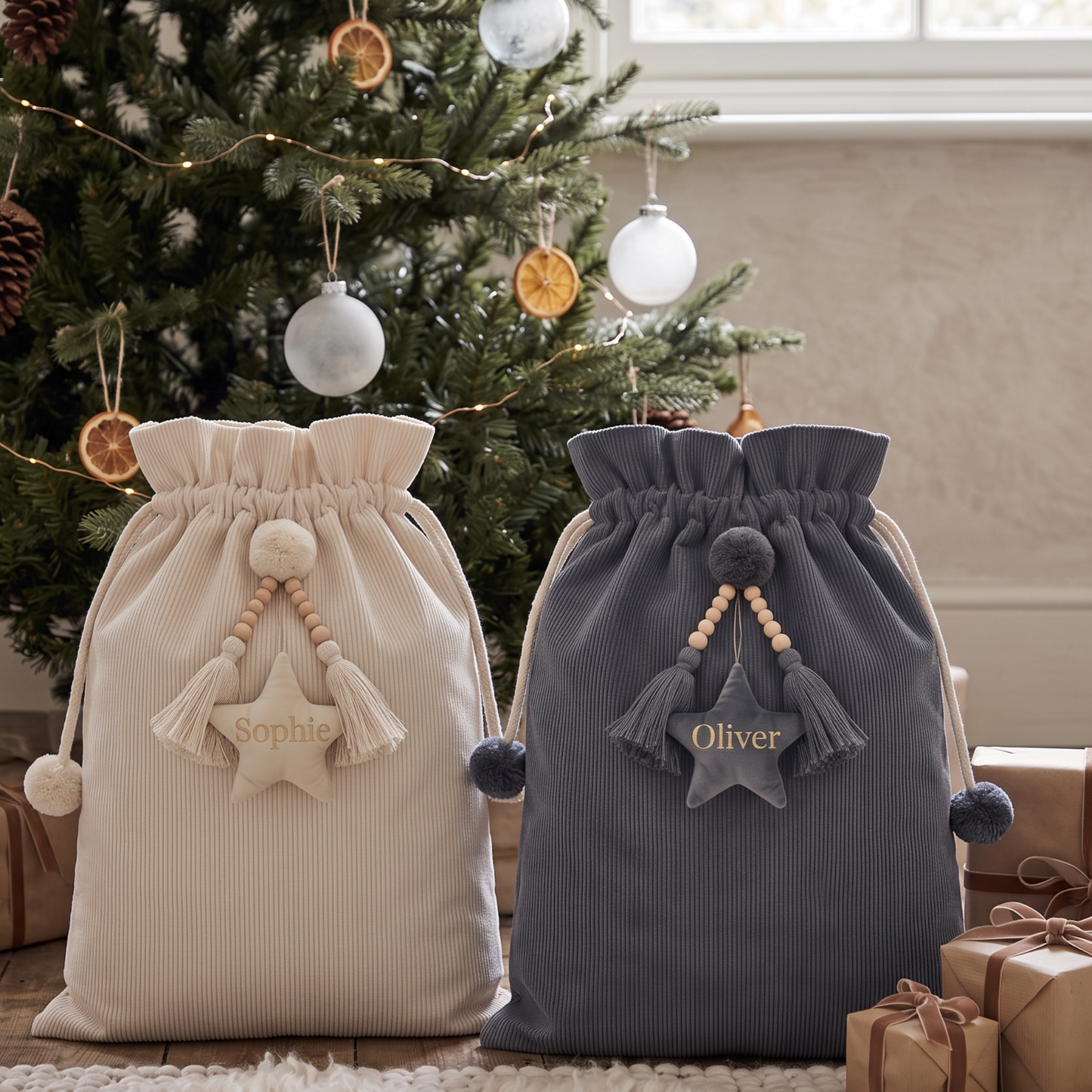 CORDUROY SANTA SACK - Blue