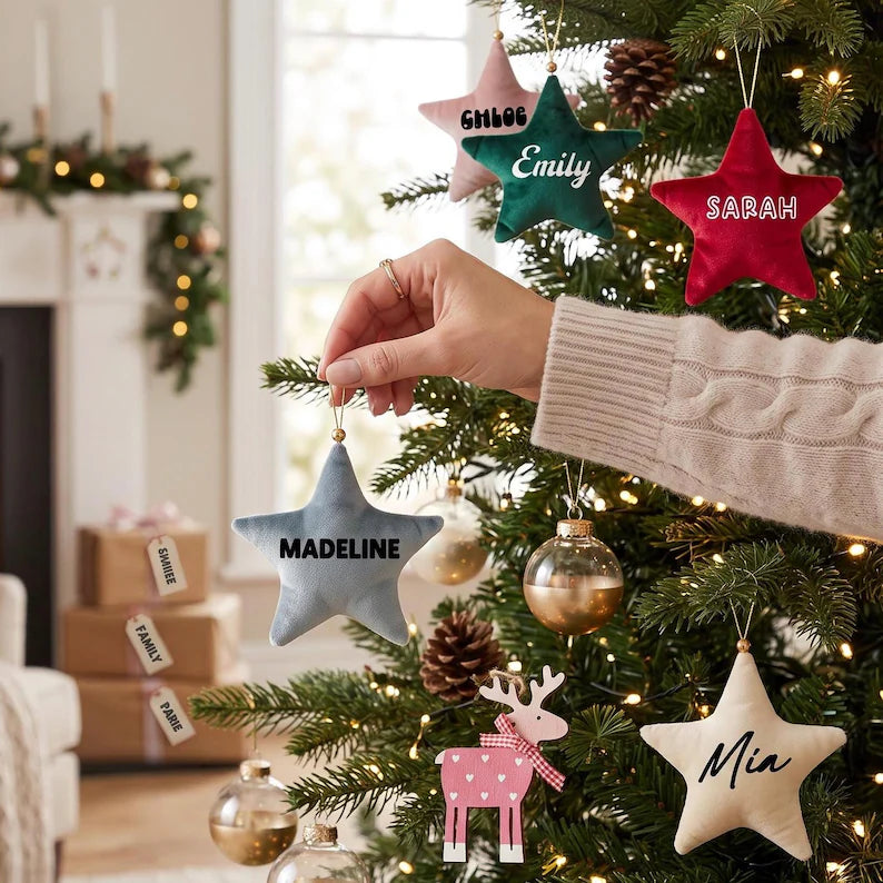 VELVET STAR CHRISTMAS DECORATION - NAME