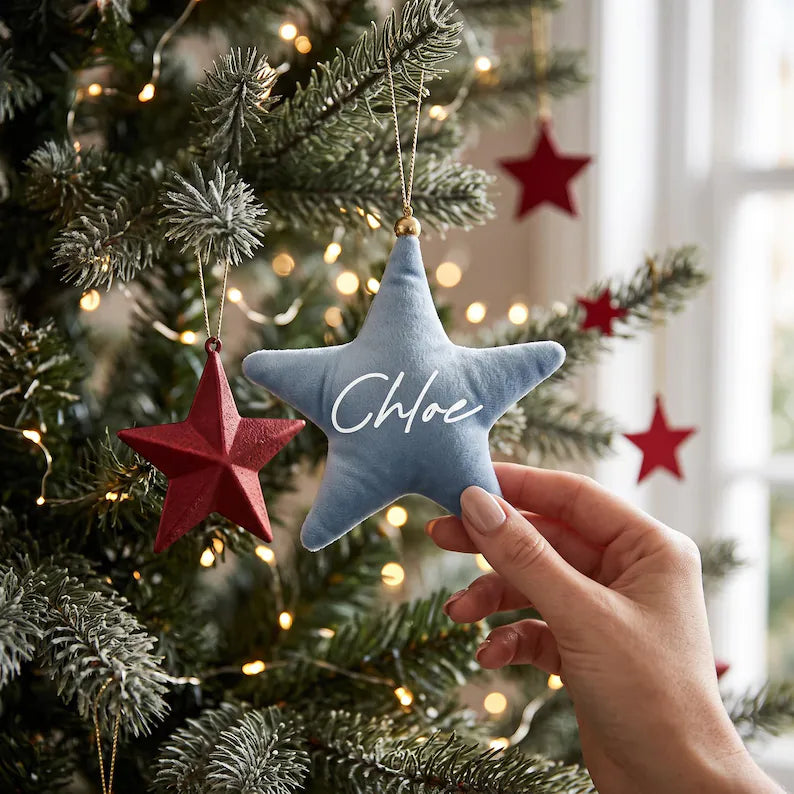 VELVET STAR CHRISTMAS DECORATION - NAME