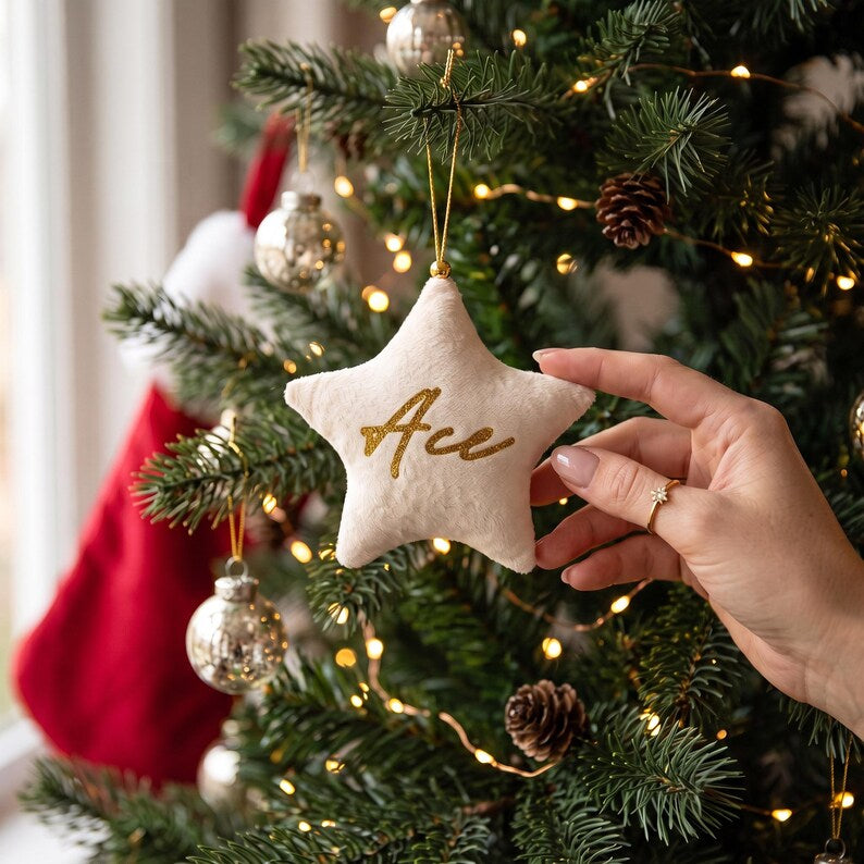 VELVET STAR CHRISTMAS DECORATION - NAME
