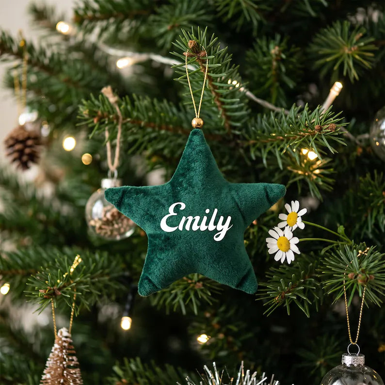 VELVET STAR CHRISTMAS DECORATION - NAME