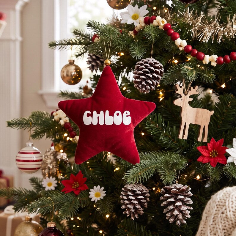 VELVET STAR CHRISTMAS DECORATION - NAME