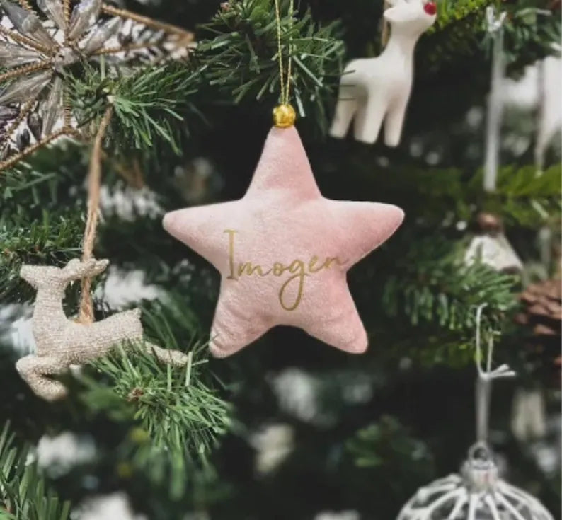 VELVET STAR CHRISTMAS DECORATION - NAME