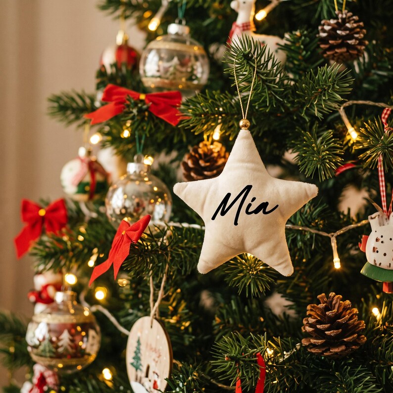 VELVET STAR CHRISTMAS DECORATION - NAME