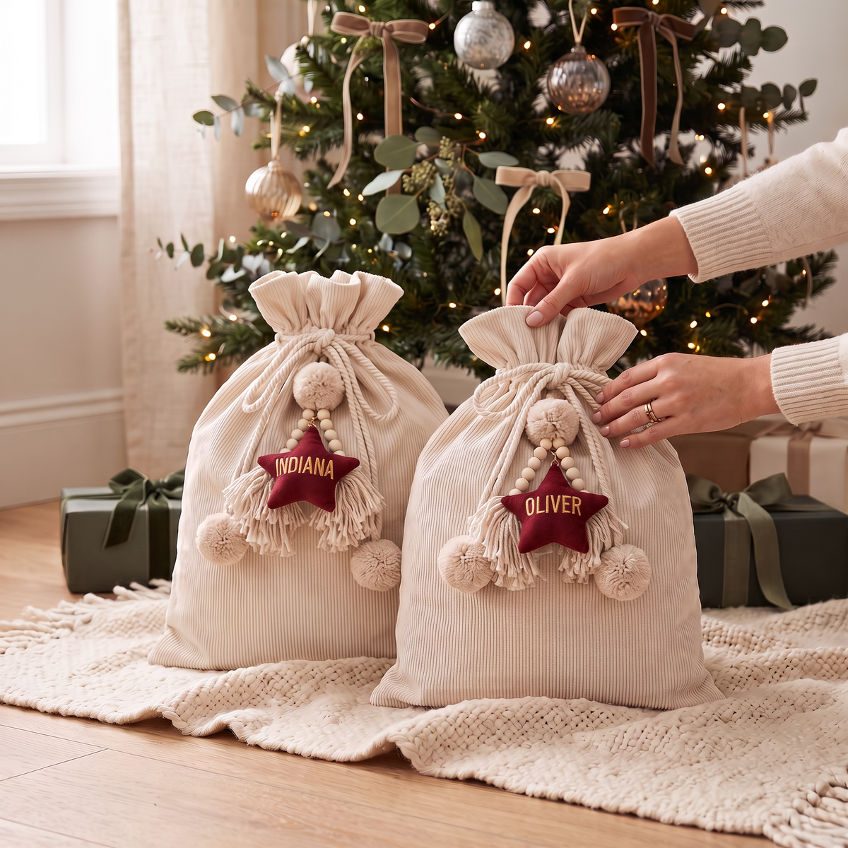 CORDUROY SANTA SACK - Sand