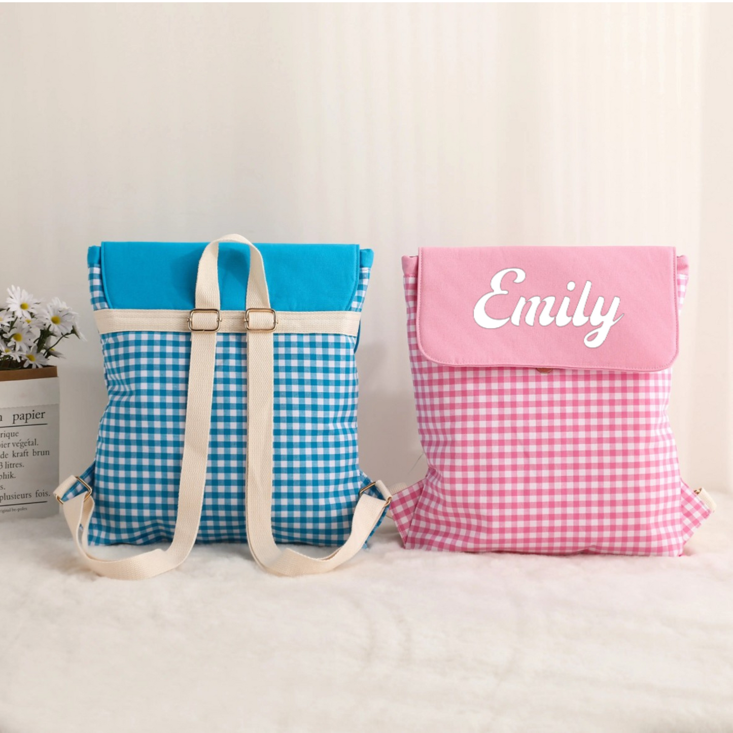 GINGHAM BACKPACK - BLUE