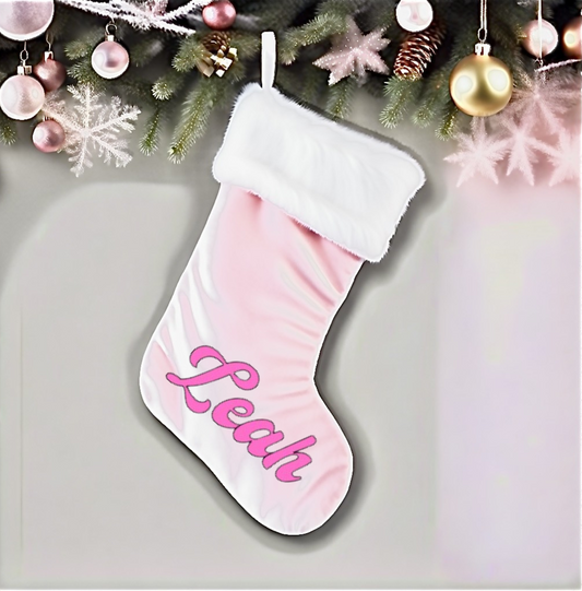PINK LUXE SANTA STOCKING - LARGE NAME