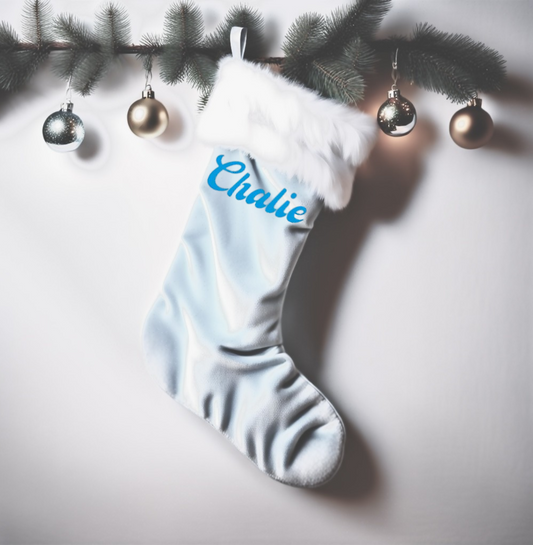 BLUE LUXE SANTA STOCKING