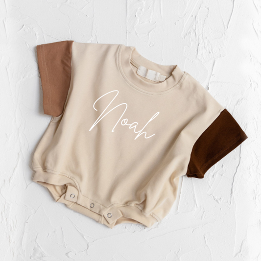 OVERSISED COLOUR BLOCK ROMPER - Beige