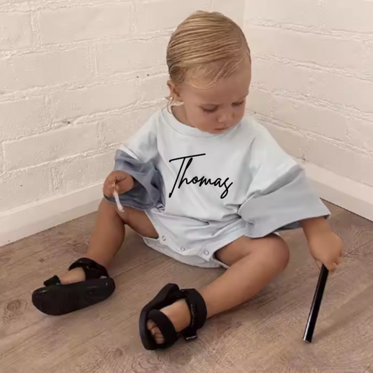 OVERSISED COLOUR BLOCK PERSONALISED ROMPER - Blue