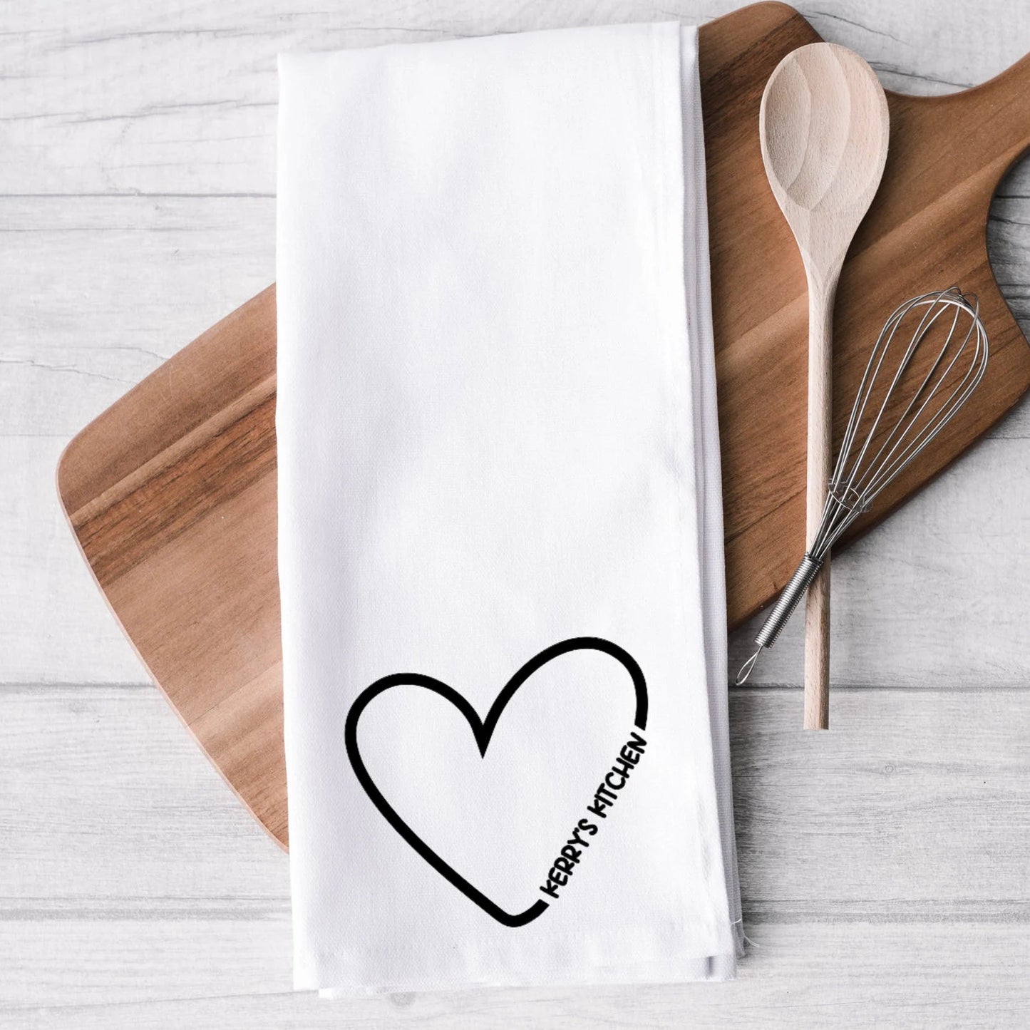 PERSONALISED TEA TOWEL -Heart