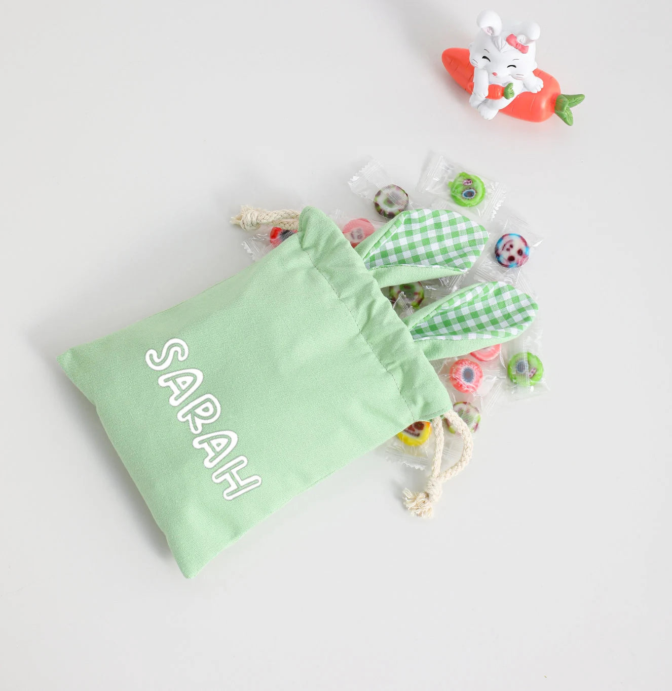 GINGHAM BUNNY BAG -GREEN